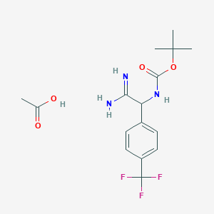 molecular formula C16H22F3N3O4 B2692033 Acetic acid tert-butyl n-{carbamimidoyl[4-(trifluoromethyl)phenyl]methyl}carbamate CAS No. 2138514-29-9