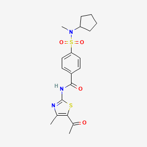 molecular formula C19H23N3O4S2 B2692050 N-(5-acetyl-4-methyl-1,3-thiazol-2-yl)-4-[cyclopentyl(methyl)sulfamoyl]benzamide CAS No. 899734-85-1