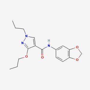 molecular formula C17H21N3O4 B2692054 N-(2H-1,3-benzodioxol-5-yl)-3-propoxy-1-propyl-1H-pyrazole-4-carboxamide CAS No. 1013765-87-1