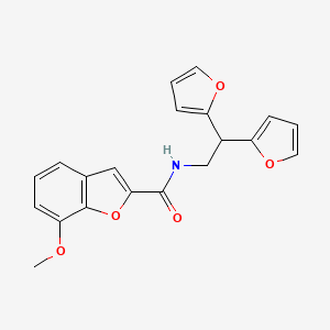 molecular formula C20H17NO5 B2692073 N-[2,2-bis(furan-2-yl)ethyl]-7-methoxy-1-benzofuran-2-carboxamide CAS No. 2097923-39-0