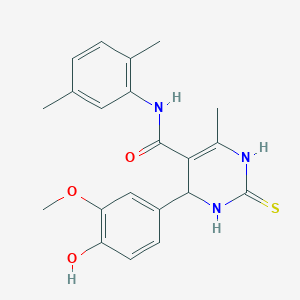 molecular formula C21H23N3O3S B2692084 N-(2,5-dimethylphenyl)-4-(4-hydroxy-3-methoxyphenyl)-6-methyl-2-thioxo-1,2,3,4-tetrahydropyrimidine-5-carboxamide CAS No. 537680-37-8