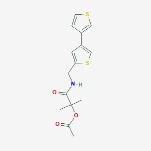 B2692091 [2-Methyl-1-oxo-1-[(4-thiophen-3-ylthiophen-2-yl)methylamino]propan-2-yl] acetate CAS No. 2379985-45-0