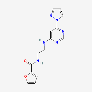 molecular formula C14H14N6O2 B2692094 N-(2-((6-(1H-pyrazol-1-yl)pyrimidin-4-yl)amino)ethyl)furan-2-carboxamide CAS No. 1170644-08-2