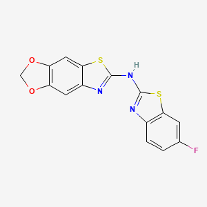 molecular formula C15H8FN3O2S2 B2692152 N-(6-fluoro-1,3-benzothiazol-2-yl)-4,6-dioxa-10-thia-12-azatricyclo[7.3.0.0^{3,7}]dodeca-1(9),2,7,11-tetraen-11-amine CAS No. 862976-64-5