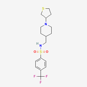 molecular formula C17H23F3N2O2S2 B2692156 N-((1-(tetrahydrothiophen-3-yl)piperidin-4-yl)methyl)-4-(trifluoromethyl)benzenesulfonamide CAS No. 2034572-83-1