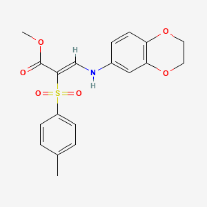 molecular formula C19H19NO6S B2692187 methyl (2Z)-3-(2,3-dihydro-1,4-benzodioxin-6-ylamino)-2-[(4-methylphenyl)sulfonyl]acrylate CAS No. 1327196-04-2