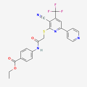 Ethyl 4-[[2-[3-cyano-6-pyridin-4-yl-4-(trifluoromethyl)pyridin-2-yl]sulfanylacetyl]amino]benzoate