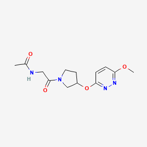 molecular formula C13H18N4O4 B2692201 N-(2-(3-((6-methoxypyridazin-3-yl)oxy)pyrrolidin-1-yl)-2-oxoethyl)acetamide CAS No. 2034503-15-4
