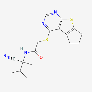 N-(2-Cyano-3-methylbutan-2-yl)-2-(7-thia-9,11-diazatricyclo[6.4.0.02,6]dodeca-1(8),2(6),9,11-tetraen-12-ylsulfanyl)acetamide
