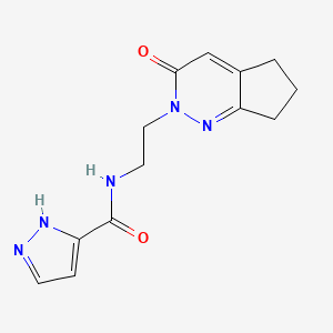 molecular formula C13H15N5O2 B2692207 N-(2-(3-oxo-3,5,6,7-tetrahydro-2H-cyclopenta[c]pyridazin-2-yl)ethyl)-1H-pyrazole-3-carboxamide CAS No. 2097902-18-4