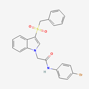molecular formula C23H19BrN2O3S B2692208 N-(4-bromophenyl)-2-(3-phenylmethanesulfonyl-1H-indol-1-yl)acetamide CAS No. 878060-70-9