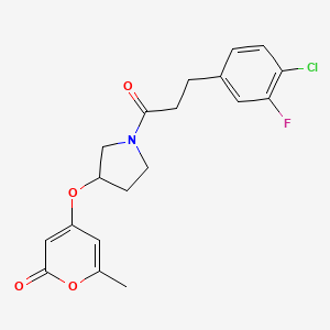 4-((1-(3-(4-chloro-3-fluorophenyl)propanoyl)pyrrolidin-3-yl)oxy)-6-methyl-2H-pyran-2-one
