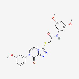 molecular formula C22H21N5O5S B2692236 N-(3,5-dimethoxyphenyl)-2-{[7-(3-methoxyphenyl)-8-oxo-7H,8H-[1,2,4]triazolo[4,3-a]pyrazin-3-yl]sulfanyl}acetamide CAS No. 1223939-24-9