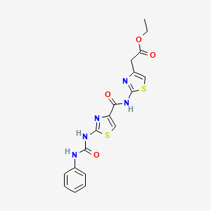 Ethyl 2-(2-(2-(3-phenylureido)thiazole-4-carboxamido)thiazol-4-yl)acetate