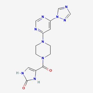 4-(4-(6-(1H-1,2,4-triazol-1-yl)pyrimidin-4-yl)piperazine-1-carbonyl)-1H-imidazol-2(3H)-one