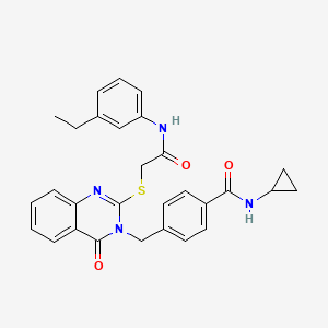 N-cyclopropyl-4-((2-((2-((3-ethylphenyl)amino)-2-oxoethyl)thio)-4-oxoquinazolin-3(4H)-yl)methyl)benzamide