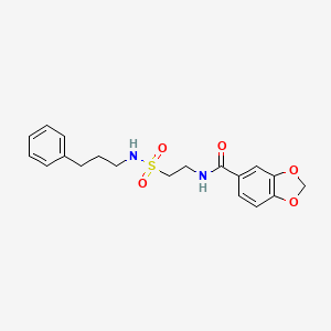 molecular formula C19H22N2O5S B2692281 N-{2-[(3-phenylpropyl)sulfamoyl]ethyl}-2H-1,3-benzodioxole-5-carboxamide CAS No. 899968-48-0