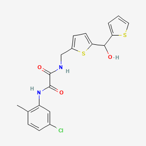 molecular formula C19H17ClN2O3S2 B2692282 N'-(5-CHLORO-2-METHYLPHENYL)-N-({5-[HYDROXY(THIOPHEN-2-YL)METHYL]THIOPHEN-2-YL}METHYL)ETHANEDIAMIDE CAS No. 1421516-47-3