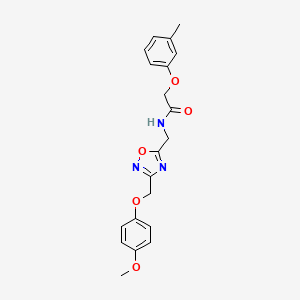 molecular formula C20H21N3O5 B2692288 N-((3-((4-methoxyphenoxy)methyl)-1,2,4-oxadiazol-5-yl)methyl)-2-(m-tolyloxy)acetamide CAS No. 1226451-13-3