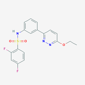molecular formula C18H15F2N3O3S B2692298 N-[3-(6-ethoxypyridazin-3-yl)phenyl]-2,4-difluorobenzenesulfonamide CAS No. 895806-67-4