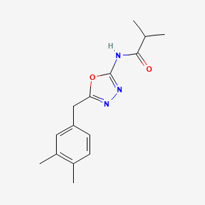 molecular formula C15H19N3O2 B2692332 N-(5-(3,4-dimethylbenzyl)-1,3,4-oxadiazol-2-yl)isobutyramide CAS No. 1169966-84-0