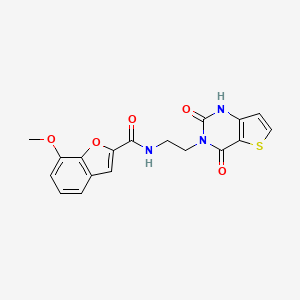 molecular formula C18H15N3O5S B2692440 N-(2-(2,4-dioxo-1,2-dihydrothieno[3,2-d]pyrimidin-3(4H)-yl)ethyl)-7-methoxybenzofuran-2-carboxamide CAS No. 2034286-11-6