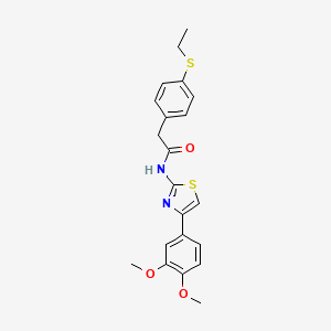molecular formula C21H22N2O3S2 B2692441 N-(4-(3,4-dimethoxyphenyl)thiazol-2-yl)-2-(4-(ethylthio)phenyl)acetamide CAS No. 941930-34-3