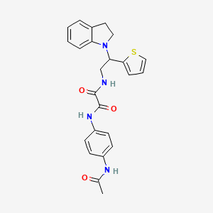 molecular formula C24H24N4O3S B2692457 N1-(4-acetamidophenyl)-N2-(2-(indolin-1-yl)-2-(thiophen-2-yl)ethyl)oxalamide CAS No. 898452-49-8