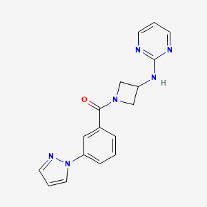 molecular formula C17H16N6O B2692465 N-{1-[3-(1H-pyrazol-1-yl)benzoyl]azetidin-3-yl}pyrimidin-2-amine CAS No. 2034223-38-4