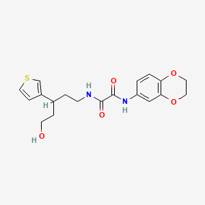 molecular formula C19H22N2O5S B2692532 N'-(2,3-dihydro-1,4-benzodioxin-6-yl)-N-[5-hydroxy-3-(thiophen-3-yl)pentyl]ethanediamide CAS No. 2034536-70-2
