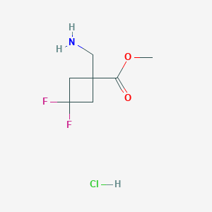 molecular formula C7H12ClF2NO2 B2692536 Methyl 1-(aminomethyl)-3,3-difluorocyclobutane-1-carboxylate hcl CAS No. 2375267-99-3