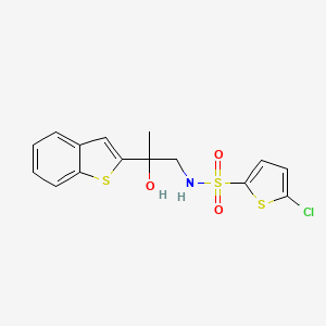 molecular formula C15H14ClNO3S3 B2692605 N-[2-(1-benzothiophen-2-yl)-2-hydroxypropyl]-5-chlorothiophene-2-sulfonamide CAS No. 2034355-43-4