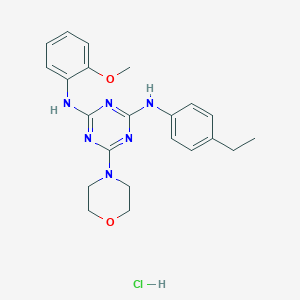 molecular formula C22H27ClN6O2 B2692611 N2-(4-ETHYLPHENYL)-N4-(2-METHOXYPHENYL)-6-(MORPHOLIN-4-YL)-1,3,5-TRIAZINE-2,4-DIAMINE HYDROCHLORIDE CAS No. 1179400-01-1