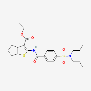 molecular formula C23H30N2O5S2 B2692620 ETHYL 2-[4-(DIPROPYLSULFAMOYL)BENZAMIDO]-4H,5H,6H-CYCLOPENTA[B]THIOPHENE-3-CARBOXYLATE CAS No. 313252-35-6