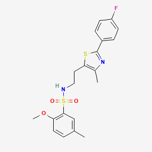 molecular formula C20H21FN2O3S2 B2692726 N-(2-(2-(4-fluorophenyl)-4-methylthiazol-5-yl)ethyl)-2-methoxy-5-methylbenzenesulfonamide CAS No. 923675-93-8