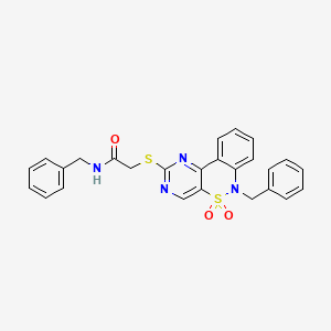 molecular formula C26H22N4O3S2 B2692737 N-benzyl-2-((6-benzyl-5,5-dioxido-6H-benzo[c]pyrimido[4,5-e][1,2]thiazin-2-yl)thio)acetamide CAS No. 932313-62-7