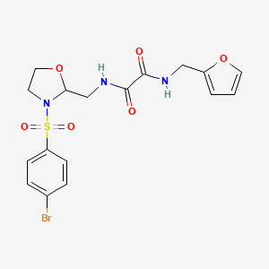 molecular formula C17H18BrN3O6S B2692750 N1-((3-((4-bromophenyl)sulfonyl)oxazolidin-2-yl)methyl)-N2-(furan-2-ylmethyl)oxalamide CAS No. 868981-07-1