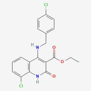 B2692840 Ethyl 8-chloro-4-((4-chlorobenzyl)amino)-2-oxo-1,2-dihydroquinoline-3-carboxylate CAS No. 1242951-31-0