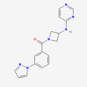 molecular formula C17H16N6O B2692870 N-{1-[3-(1H-pyrazol-1-yl)benzoyl]azetidin-3-yl}pyrimidin-4-amine CAS No. 2097917-47-8