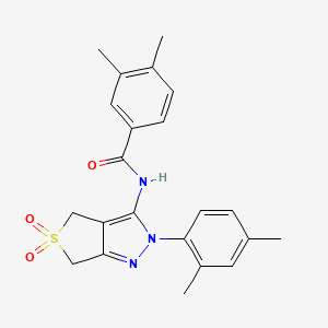 molecular formula C22H23N3O3S B2693003 N-[2-(2,4-dimethylphenyl)-5,5-dioxo-2H,4H,6H-5lambda6-thieno[3,4-c]pyrazol-3-yl]-3,4-dimethylbenzamide CAS No. 450339-67-0