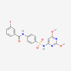 molecular formula C19H17FN4O5S B2693039 N-[4-[(2,6-dimethoxypyrimidin-4-yl)sulfamoyl]phenyl]-3-fluorobenzamide CAS No. 441316-13-8