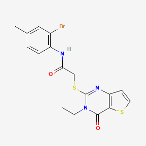 molecular formula C17H16BrN3O2S2 B2693081 N-(2-bromo-4-methylphenyl)-2-({3-ethyl-4-oxo-3H,4H-thieno[3,2-d]pyrimidin-2-yl}sulfanyl)acetamide CAS No. 1252845-18-3