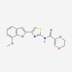 molecular formula C17H14N2O5S B2693102 N-(4-(7-methoxybenzofuran-2-yl)thiazol-2-yl)-5,6-dihydro-1,4-dioxine-2-carboxamide CAS No. 921797-00-4
