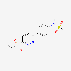 molecular formula C13H15N3O4S2 B2693111 N-{4-[6-(ethanesulfonyl)pyridazin-3-yl]phenyl}methanesulfonamide CAS No. 921586-02-9