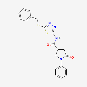 molecular formula C20H18N4O2S2 B2693119 N-(5-(benzylthio)-1,3,4-thiadiazol-2-yl)-5-oxo-1-phenylpyrrolidine-3-carboxamide CAS No. 872538-21-1