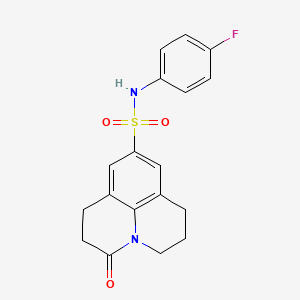 molecular formula C18H17FN2O3S B2693183 N-(4-fluorophenyl)-3-oxo-1,2,3,5,6,7-hexahydropyrido[3,2,1-ij]quinoline-9-sulfonamide CAS No. 898423-44-4