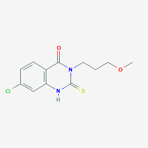 molecular formula C12H13ClN2O2S B2693191 7-Chloro-3-(3-methoxypropyl)-2-sulfanyl-3,4-dihydroquinazolin-4-one CAS No. 282729-79-7