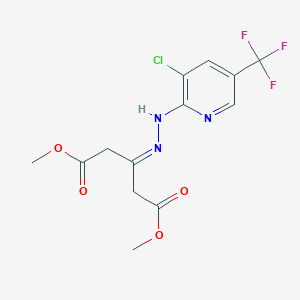 molecular formula C13H13ClF3N3O4 B2693205 Dimethyl 3-{2-[3-chloro-5-(trifluoromethyl)-2-pyridinyl]hydrazono}pentanedioate CAS No. 251307-20-7