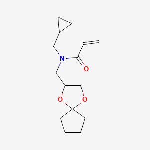 molecular formula C15H23NO3 B2693238 N-(Cyclopropylmethyl)-N-(1,4-dioxaspiro[4.4]nonan-3-ylmethyl)prop-2-enamide CAS No. 2411217-66-6