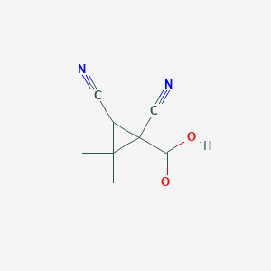 molecular formula C8H8N2O2 B2693266 1,3-Dicyano-2,2-dimethylcyclopropane-1-carboxylic acid CAS No. 861616-63-9